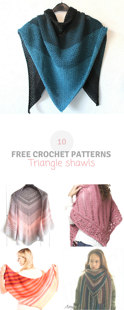10 free patterns for crochet triangle shawls - free pattern roundup