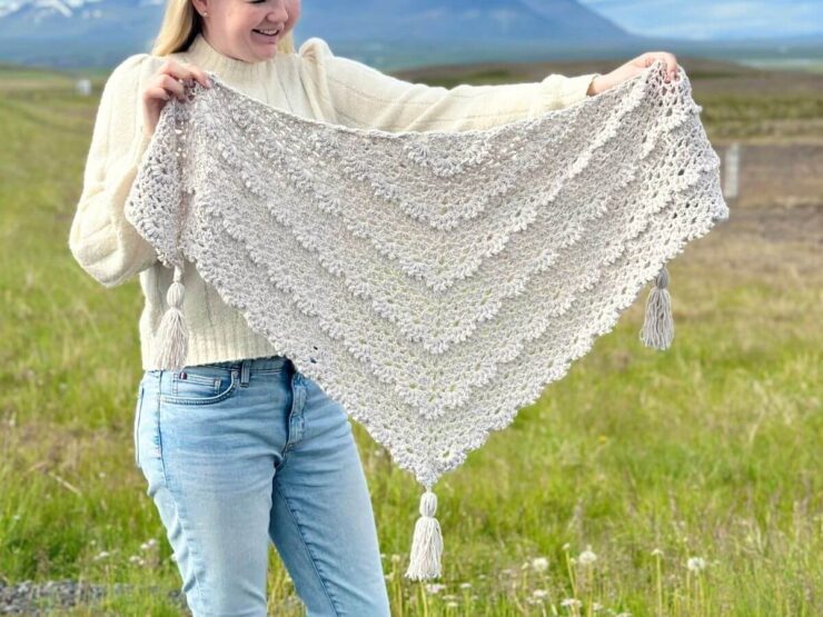 Salsation サルセーション最新作Shawl with opening新品 Delicia Shawl | Fingering Weight Crochet Pattern | KnotBadBritt